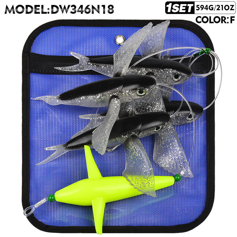 KATUYSHA Trolling Lure Set 1 Set Rotating Bullet Head Flying Fish Bionic Lure Tuna Mahi Sea Fishing Lure