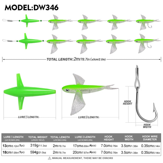 KATUYSHA Trolling Lure Set 1 Set Rotating Bullet Head Flying Fish Bionic Lure Tuna Mahi Sea Fishing Lure