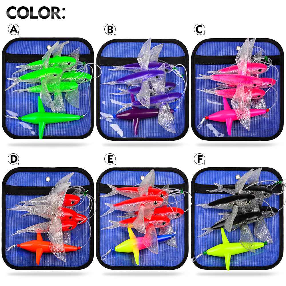 KATUYSHA Trolling Lure Set 1 Set Rotating Bullet Head Flying Fish Bionic Lure Tuna Mahi Sea Fishing Lure