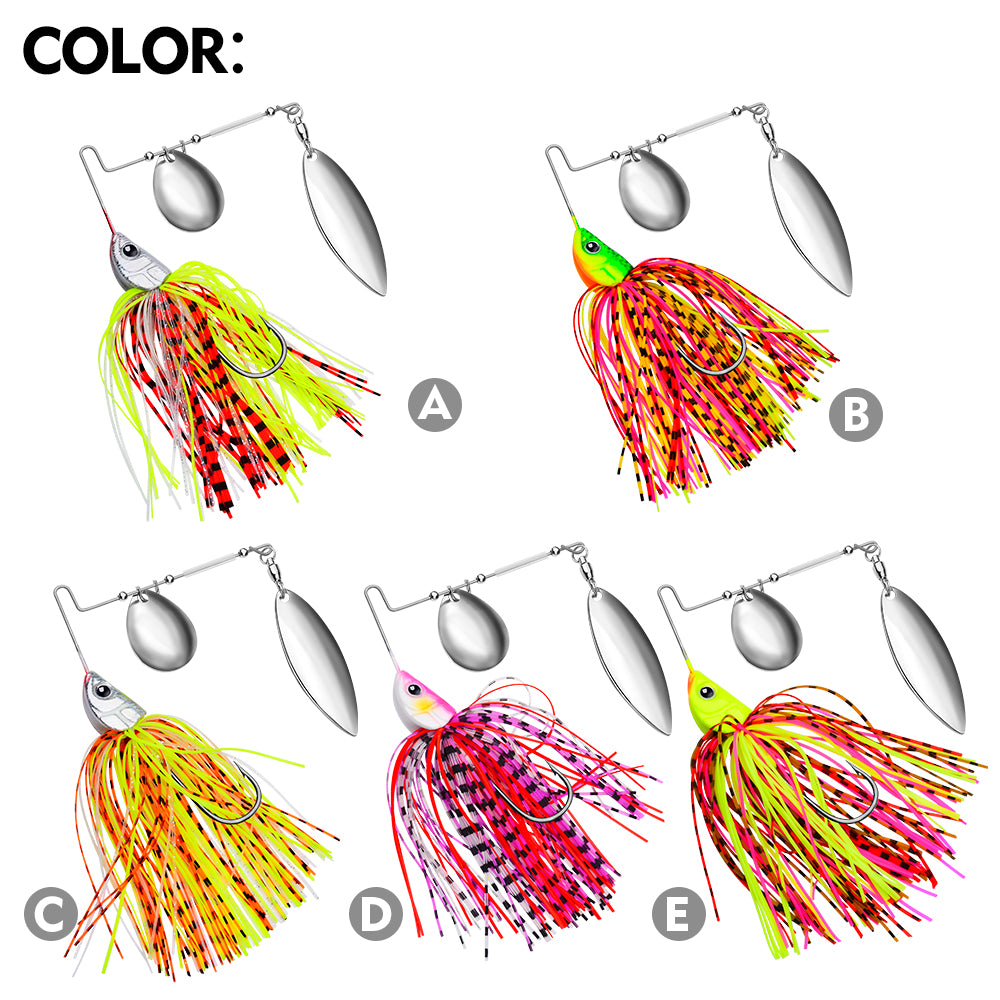PROBEROS Spinnerbait Lure 5 Colors (A-E) Freshwater Fishing Bait 10g-20g (1PC Pack)