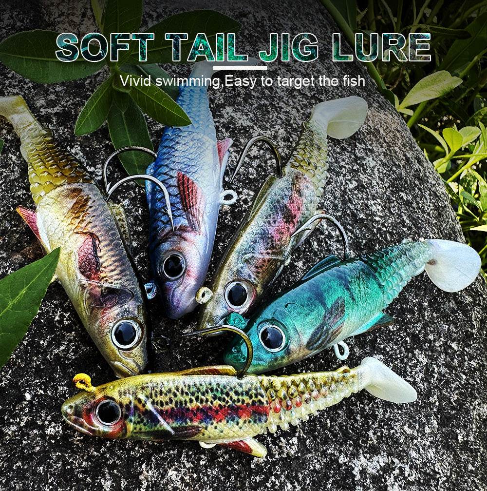 PROBEROS® 5PCS Hot Sale T Tail Silicone Soft Fishing Bait Jig Head Lure Artificial Bait 15G 18G 21G 29G 36G Rubber Baits for Sea Bass Carp Spoon Tackle - Proberos