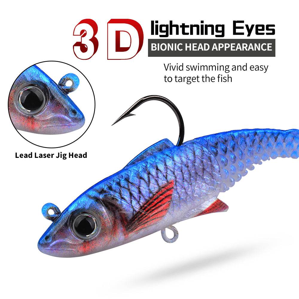 PROBEROS® 5PCS Hot Sale T Tail Silicone Soft Fishing Bait Jig Head Lure Artificial Bait 15G 18G 21G 29G 36G Rubber Baits for Sea Bass Carp Spoon Tackle - Proberos