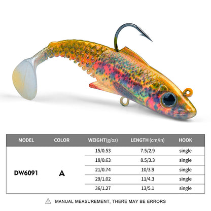 SUNLURE DW6091 Soft VIB Swimbait Jig Head Lure 15g-36g