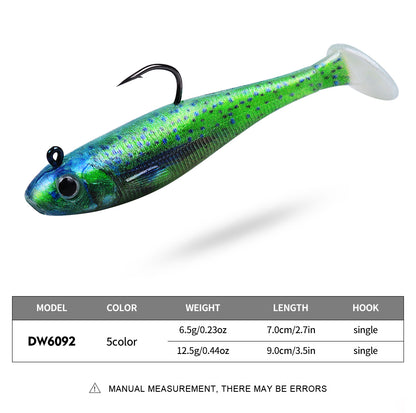 SUNLURE DW6092 Jig Head Paddle Tail Swimbait 5Pcs | 6.5g/12.5g