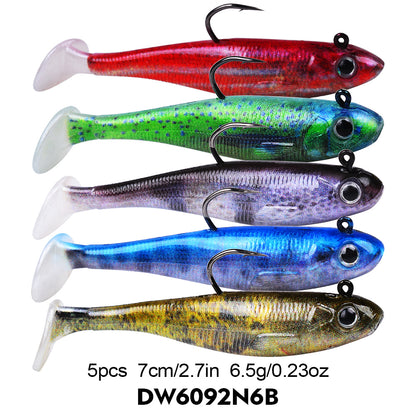 SUNLURE DW6092 Jig Head Paddle Tail Swimbait 5Pcs | 6.5g/12.5g