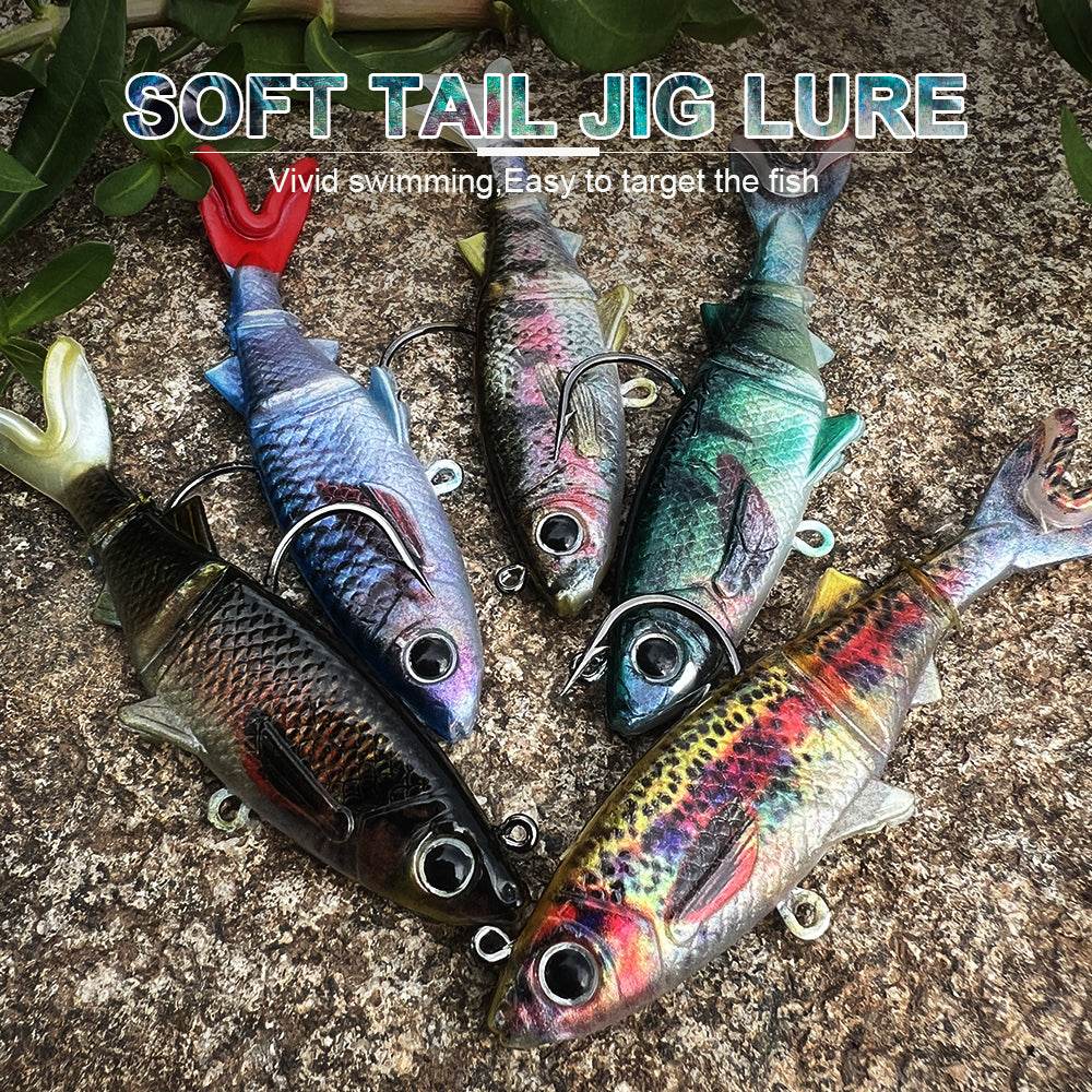 PROBEROS® 5pcs Soft Lure Shad Tail With Hook Fish Artificial Silicone Soft Fish Fork Tail Catfish Bait for Fishing Tackle - Proberos