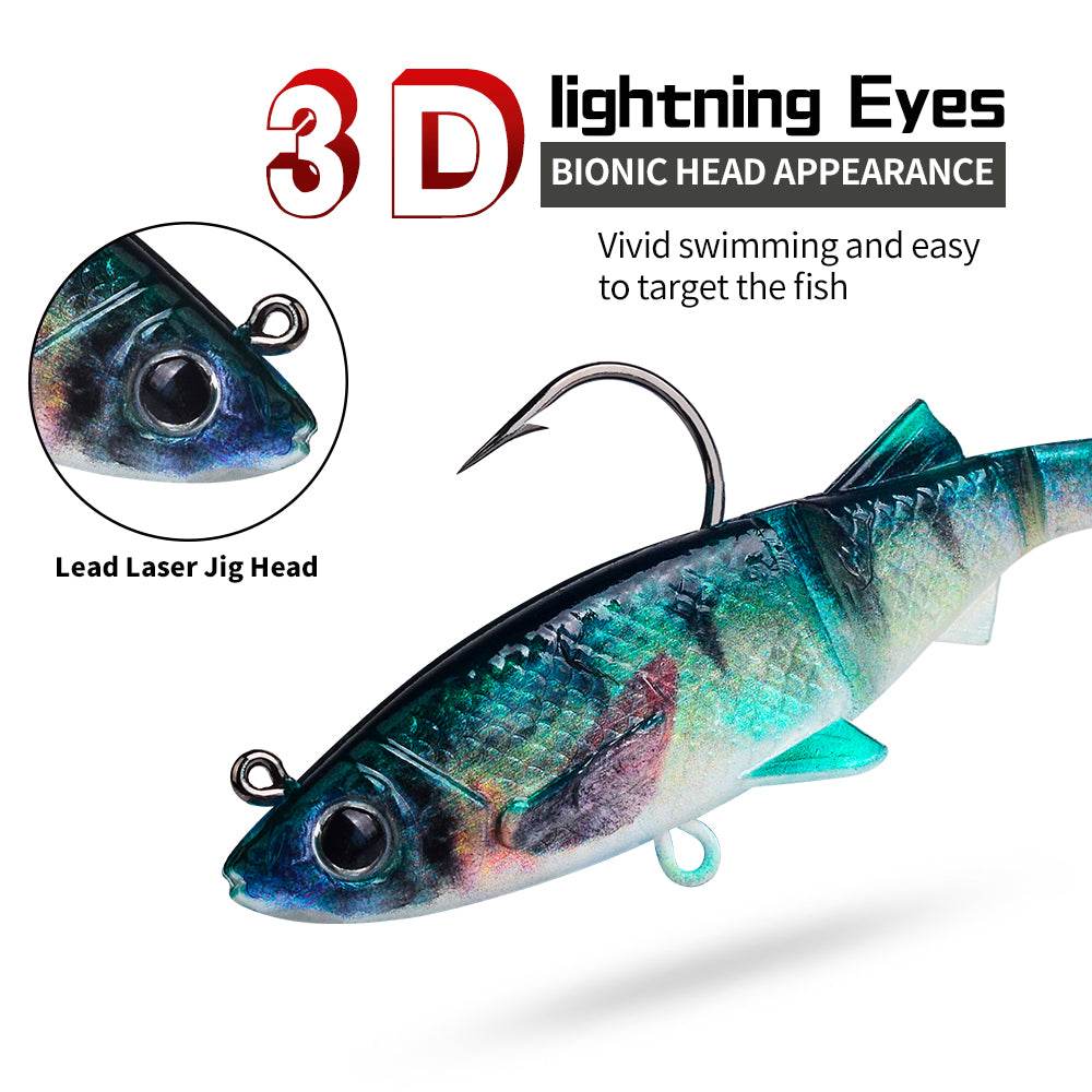 PROBEROS® 5pcs Soft Lure Shad Tail With Hook Fish Artificial Silicone Soft Fish Fork Tail Catfish Bait for Fishing Tackle - Proberos