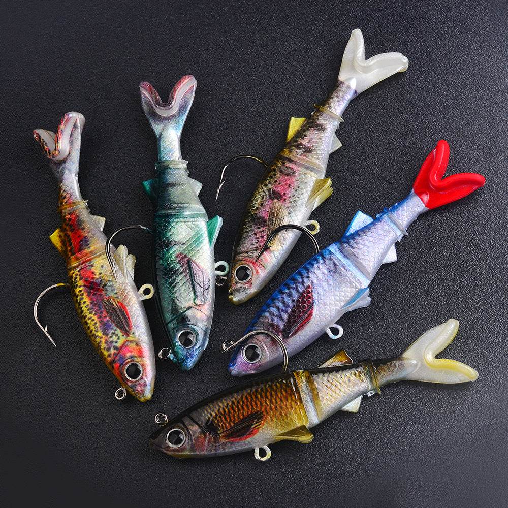 PROBEROS® 5pcs Soft Lure Shad Tail With Hook Fish Artificial Silicone Soft Fish Fork Tail Catfish Bait for Fishing Tackle - Proberos