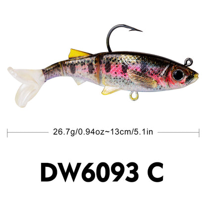 Sunlure DW6093 Split Tail Soft VIB Swimbait Jig Head 8.2g-26.7g