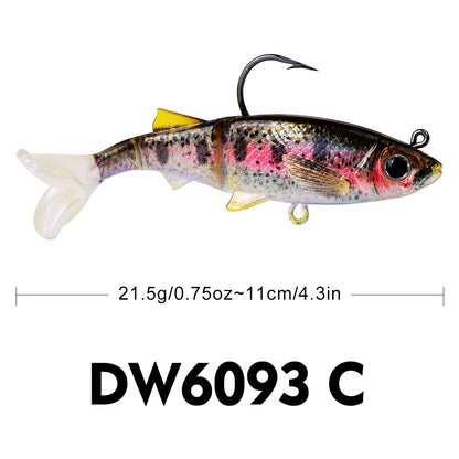 Sunlure DW6093 Split Tail Soft VIB Swimbait Jig Head 8.2g-26.7g