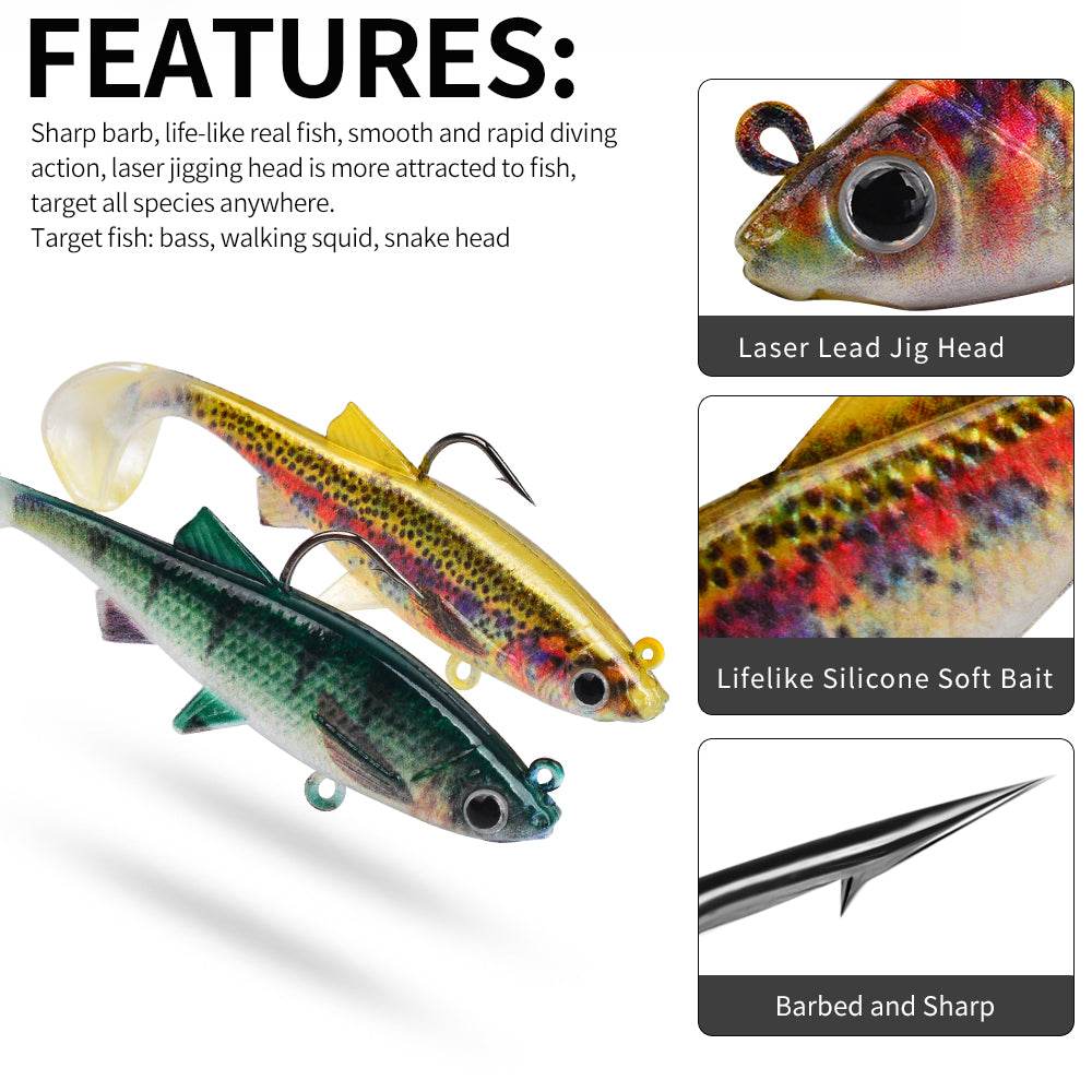 PROBEROS® 5pcs Premium Soft Fishing Lure Set Artificial Bait for Outdoor Tackle and Freshwater Fishing Adventures 9.5g 13g 16.5g 22.5g 28g - Proberos