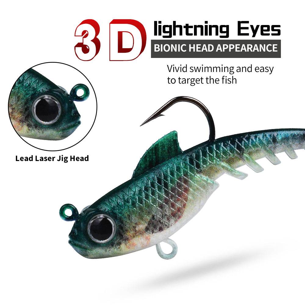 PROBEROS® 5pcs Premium Soft Artificial Bait Silicone Fishing Lures with Sharp Hooks for Saltwater and Freshwater Fishing - Lifelike Design - Proberos