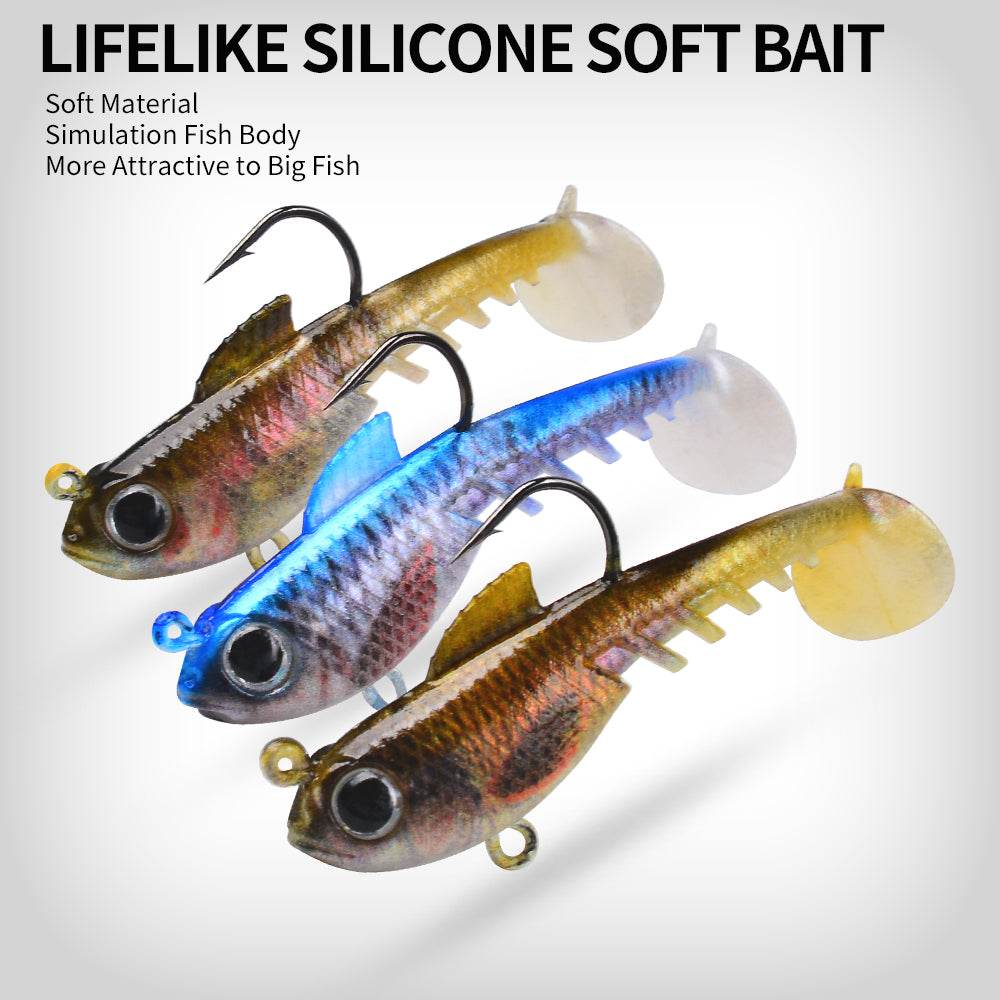 PROBEROS® 5pcs Premium Soft Artificial Bait Silicone Fishing Lures with Sharp Hooks for Saltwater and Freshwater Fishing - Lifelike Design - Proberos
