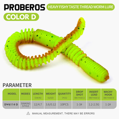 SUNLURE DW6114  Ribbed Soft Plastic Worms 20PCS 3.6g/12cm Sinking Ribbed Worms for Bass Fishing &nbsp;for Drop Shot  Wacky Rigs