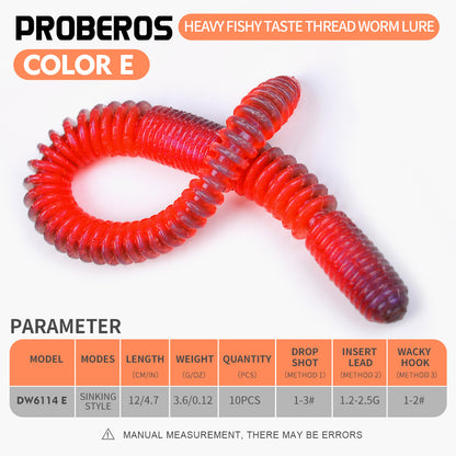 SUNLURE DW6114  Ribbed Soft Plastic Worms 20PCS 3.6g/12cm Sinking Ribbed Worms for Bass Fishing &nbsp;for Drop Shot  Wacky Rigs