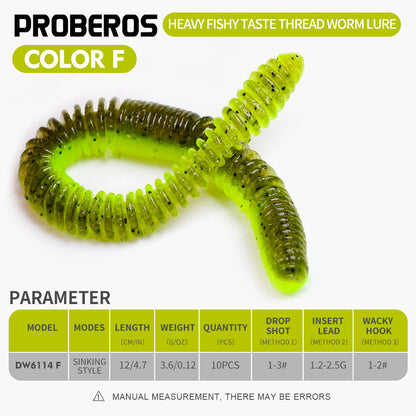 SUNLURE DW6114  Ribbed Soft Plastic Worms 20PCS 3.6g/12cm Sinking Ribbed Worms for Bass Fishing &nbsp;for Drop Shot  Wacky Rigs