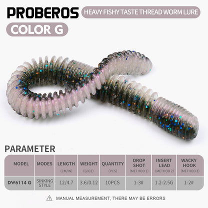 SUNLURE DW6114  Ribbed Soft Plastic Worms 20PCS 3.6g/12cm Sinking Ribbed Worms for Bass Fishing &nbsp;for Drop Shot  Wacky Rigs
