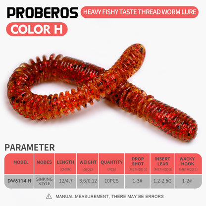 SUNLURE DW6114  Ribbed Soft Plastic Worms 20PCS 3.6g/12cm Sinking Ribbed Worms for Bass Fishing &nbsp;for Drop Shot  Wacky Rigs