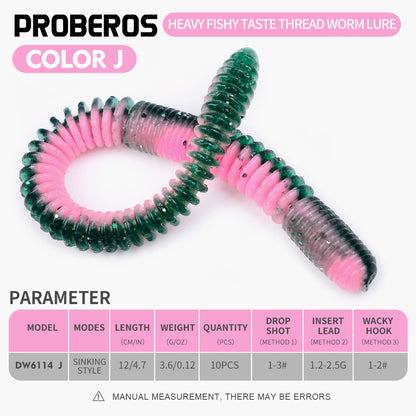 SUNLURE DW6114  Ribbed Soft Plastic Worms 20PCS 3.6g/12cm Sinking Ribbed Worms for Bass Fishing &nbsp;for Drop Shot  Wacky Rigs