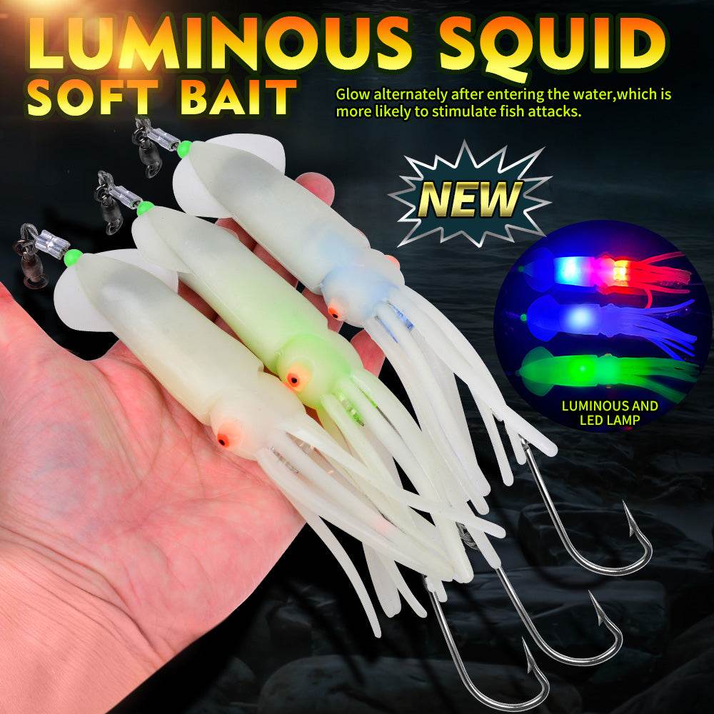 PROBEROS® 1Pcs 26cm Luminous Octopus Skirts 64g Saltwater Glow Squid Skirts Grouper Tuna jig Artificial Bait Outdoor Fishing - Proberos