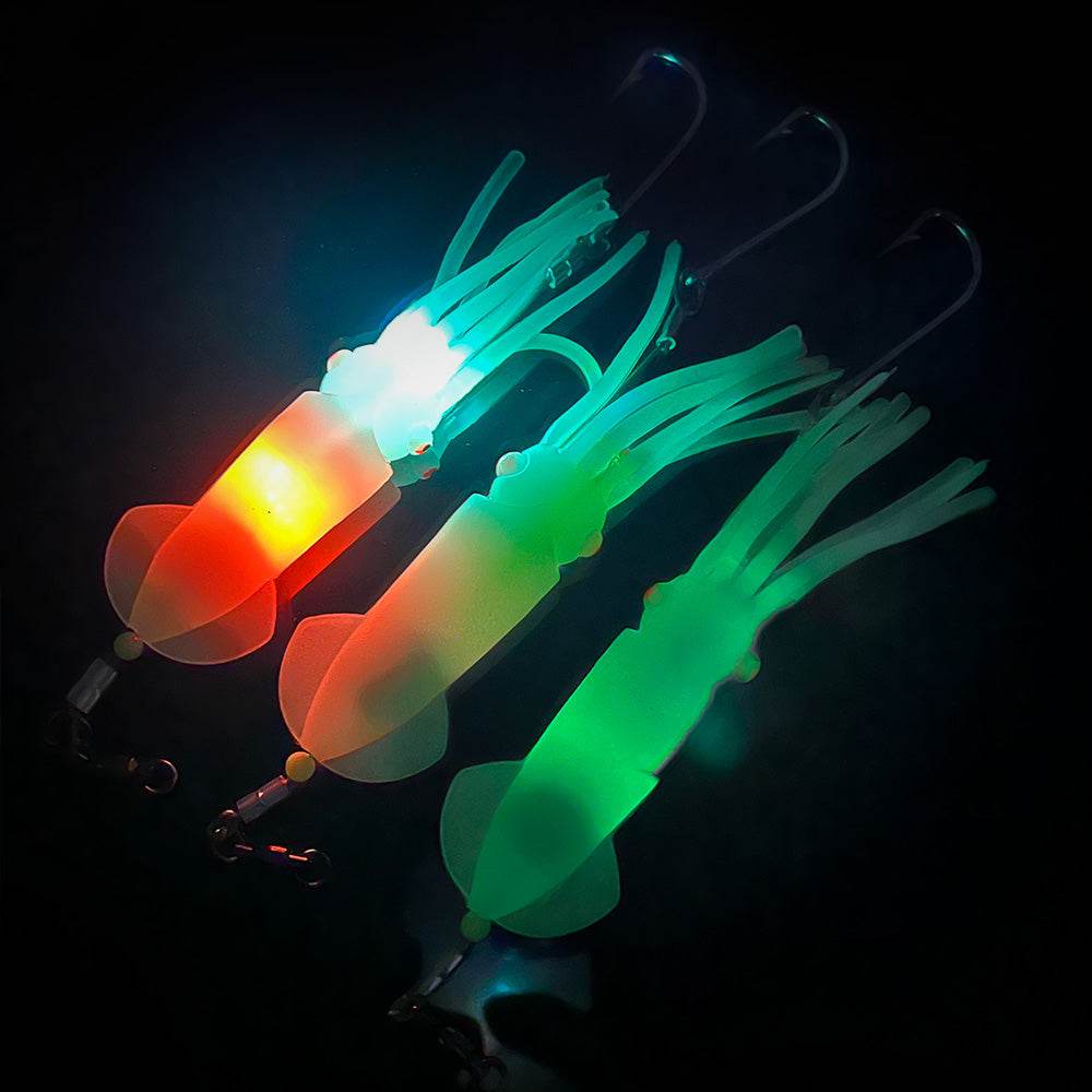 PROBEROS® 1Pcs 26cm Luminous Octopus Skirts 64g Saltwater Glow Squid Skirts Grouper Tuna jig Artificial Bait Outdoor Fishing - Proberos