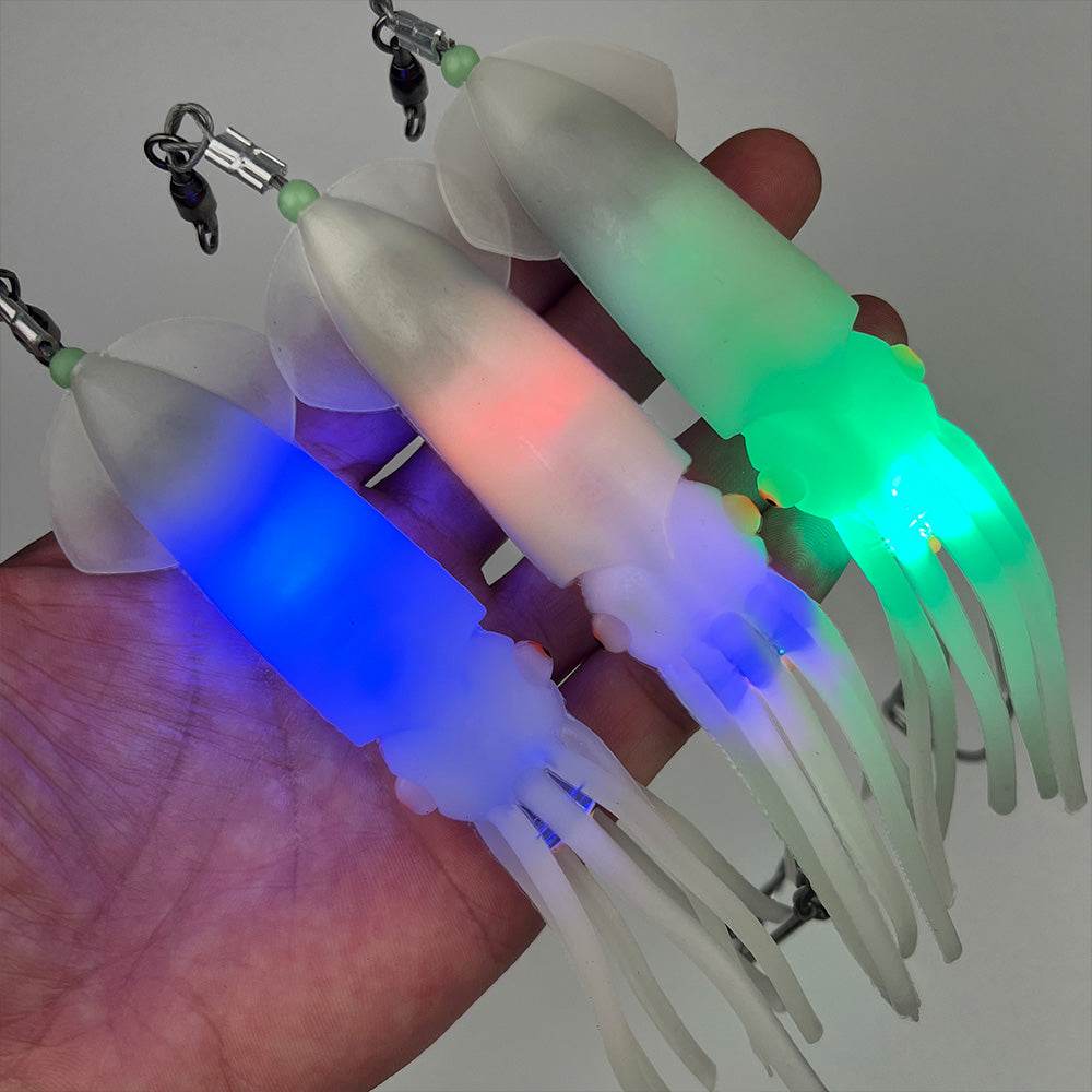 PROBEROS® 1Pcs 26cm Luminous Octopus Skirts 64g Saltwater Glow Squid Skirts Grouper Tuna jig Artificial Bait Outdoor Fishing - Proberos