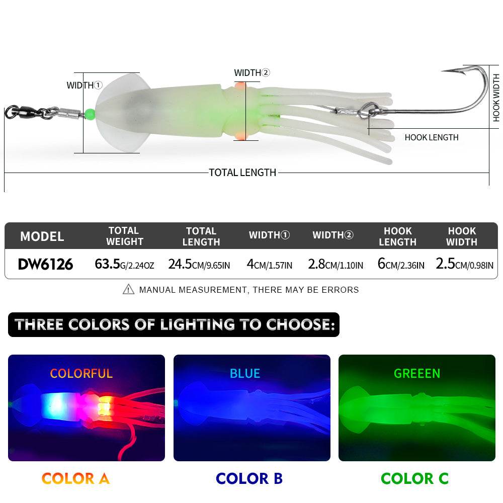 PROBEROS® 1Pcs 26cm Luminous Octopus Skirts 64g Saltwater Glow Squid Skirts Grouper Tuna jig Artificial Bait Outdoor Fishing - Proberos