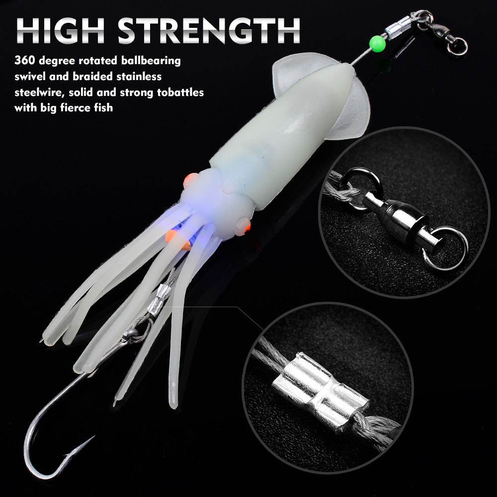PROBEROS® 1Pcs 26cm Luminous Octopus Skirts 64g Saltwater Glow Squid Skirts Grouper Tuna jig Artificial Bait Outdoor Fishing - Proberos