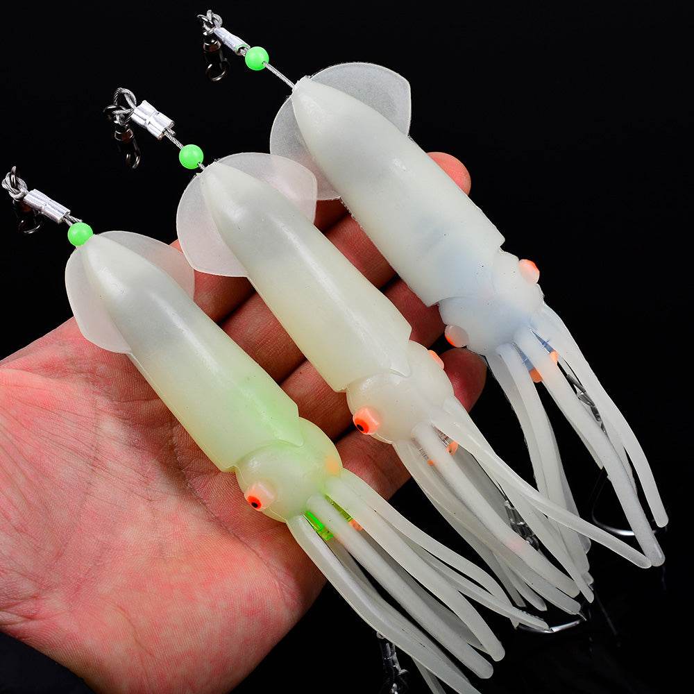 PROBEROS® 1Pcs 26cm Luminous Octopus Skirts 64g Saltwater Glow Squid Skirts Grouper Tuna jig Artificial Bait Outdoor Fishing - Proberos