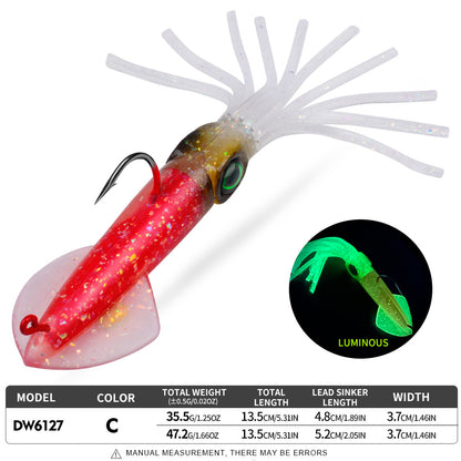 PROBEROS DW6127 UV Luminous Squid Soft Bait | Offshore Boat Trolling Lure 13cm