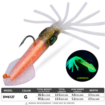 PROBEROS DW6127 UV Luminous Squid Soft Bait | Offshore Boat Trolling Lure 13cm