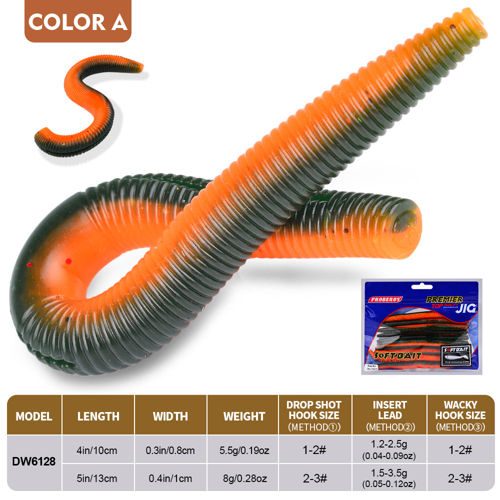 SUNLURE Senko Style Soft Worms 10PCS/Bag 4in/5in Sinking Ribbed Worms for Bass Fishing