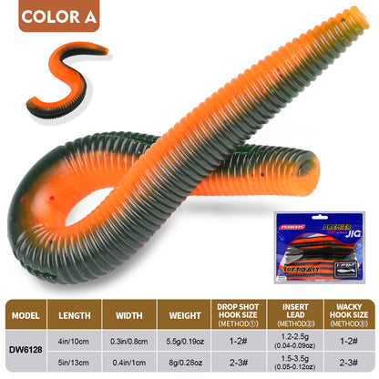 SUNLURE DW6128 Senko Ribbed Soft Stick Worms 10Pcs | 4in 5in