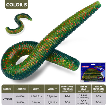 SUNLURE DW6128 Senko Ribbed Soft Stick Worms 10Pcs | 4in 5in