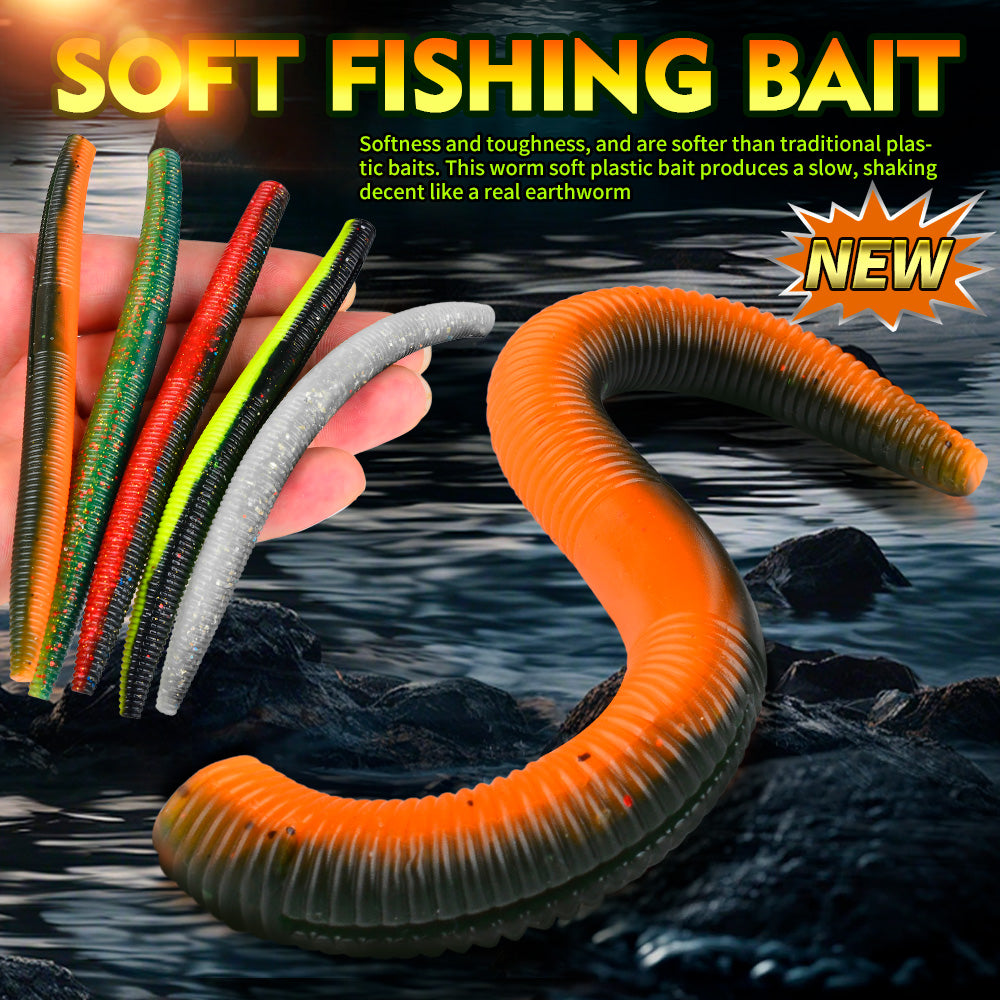 SUNLURE Senko Style Soft Worms 10PCS/Bag 4in/5in Sinking Ribbed Worms for Bass Fishing