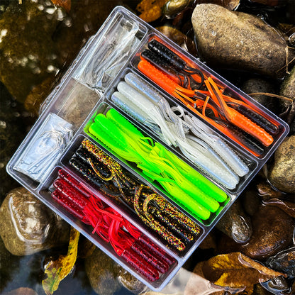 SUNLURE40PCS Tube Bait Kit with Jig Hooks 7.4cm/3.45g Soft Tube Baits Tube Bait Lures with Jig Heads for Bass Fishing