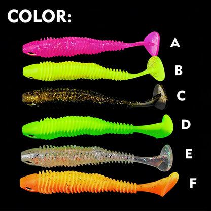 PROBEROS DW6130 Ribbed Paddle Tail Soft Plastic Lures Swimbaits Bass Trout Fishing Soft Lures