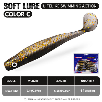 PROBEROS DW6132 Paddle Tail Soft Swimbait 12Pcs | 6.5cm 2.1g Bait