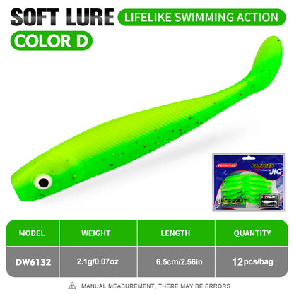 PROBEROS DW6132 Paddle Tail Soft Swimbait 12Pcs | 6.5cm 2.1g Bait