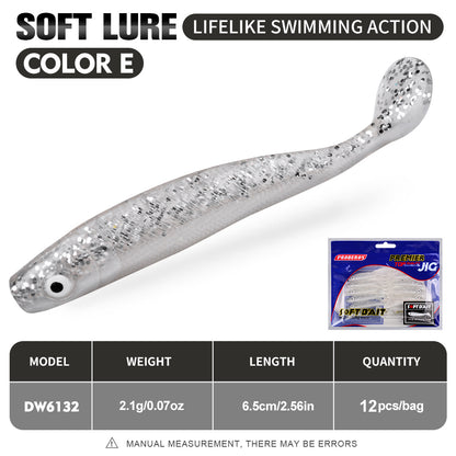PROBEROS DW6132 Paddle Tail Soft Swimbait 12Pcs | 6.5cm 2.1g Bait