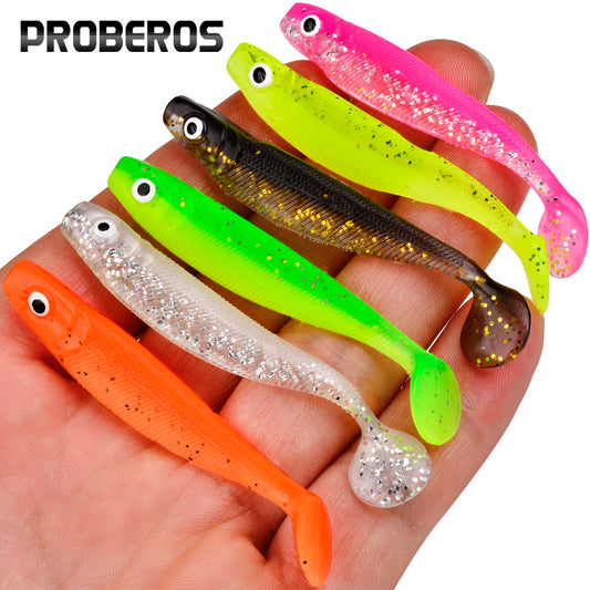 PROBEROS 12PC softbaits paddle tail fishing lures shaped bait with realistic swimming posture for sea bass catfish trout fishing bait in seawater freshwater