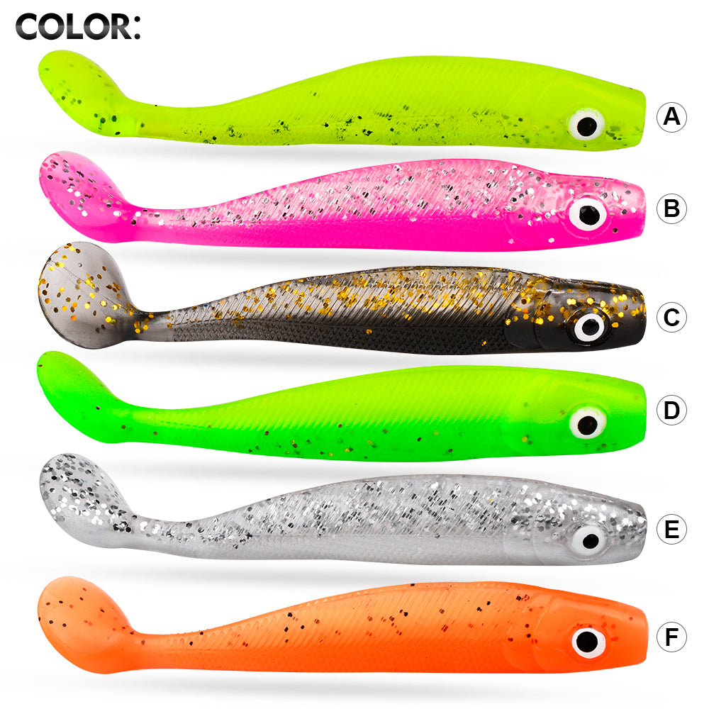 PROBEROS 12PC softbaits paddle tail fishing lures shaped bait with realistic swimming posture for sea bass catfish trout fishing bait in seawater freshwater