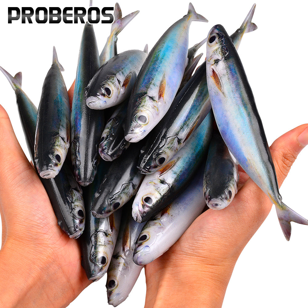 PROBEROS Realistic Mackerel Artificial Soft Fishing Bait 3PCS/Bag Dragging Swinging Swimming Bait Tuna Salmon Seawater Fishing Lures