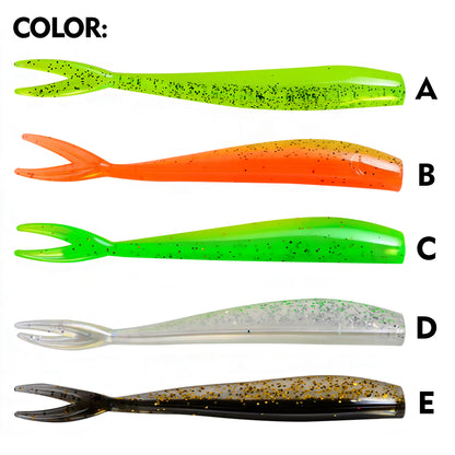 PROBEROS Fish Shaped Forked Tail Worm Soft Bait 12PCS/Bag Artificial Silicone Wobbler Swimming Bait 10cm&3.4g Bass Sea/Freshwater Fishing Lures