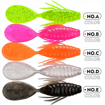 PROBEROS 5-Color Ribbed Fish Body Flat Tail Soft Bait 5.5g/9cm Artificial Silicone Wobbler Swimming Bait 8PCS/Bag Bass Saltwater Fishing Lures