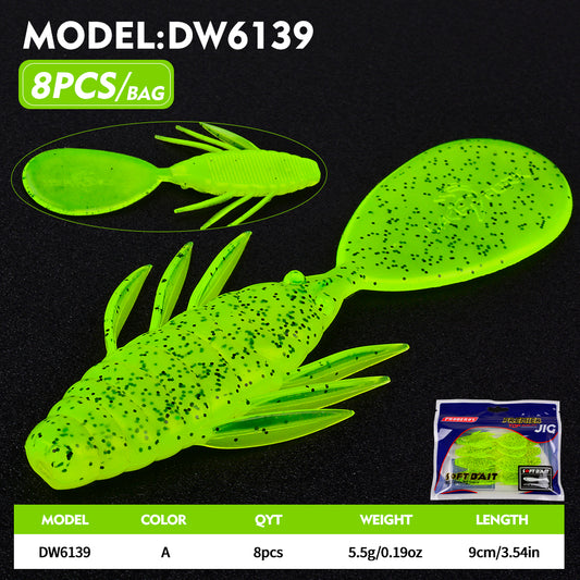 PROBEROS 5-Color Ribbed Fish Body Flat Tail Soft Bait 5.5g/9cm Artificial Silicone Wobbler Swimming Bait 8PCS/Bag Bass Saltwater Fishing Lures