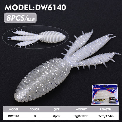 PROBEROS 3.54in Threaded Fork Tail Soft Bait Lures 8-Pack - 5g Silicone Wobblers