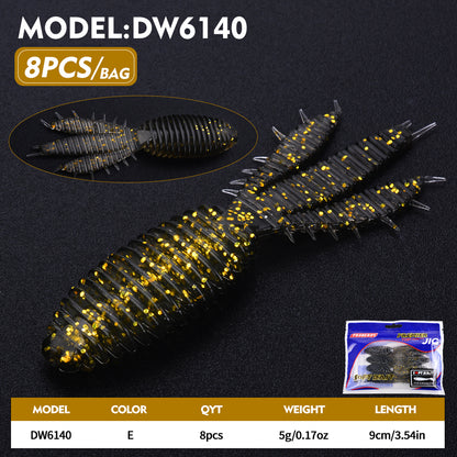 PROBEROS 3.54in Threaded Fork Tail Soft Bait Lures 8-Pack - 5g Silicone Wobblers