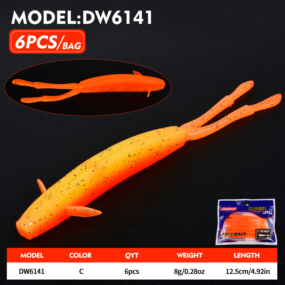 PROBEROS 6pcs/Bag Soft Lures Multicolour Colors Silicone Fishing Lures 12.5cm&8g Jigging Wobblers Artificial Swimming Bait Bass Seawater Fishing Tackle