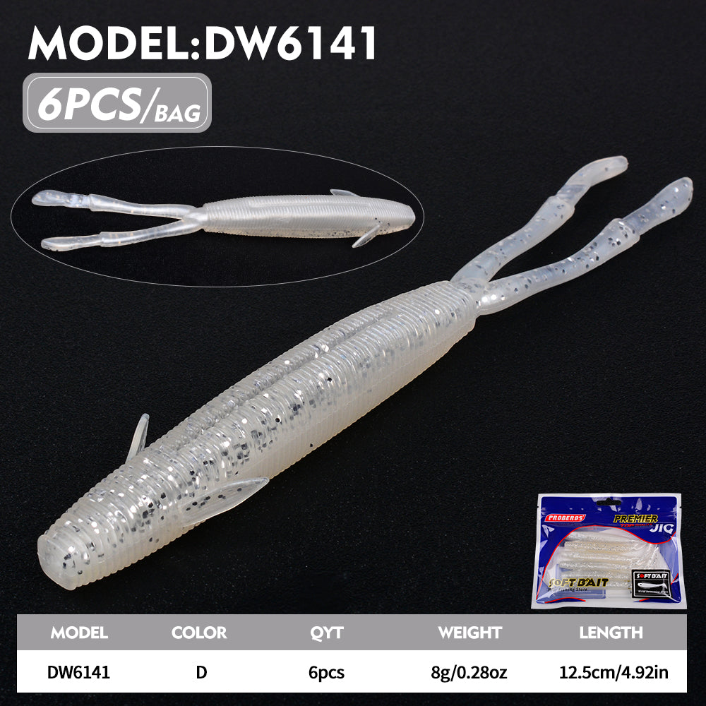 PROBEROS 6pcs/Bag Soft Lures Multicolour Colors Silicone Fishing Lures 12.5cm&8g Jigging Wobblers Artificial Swimming Bait Bass Seawater Fishing Tackle